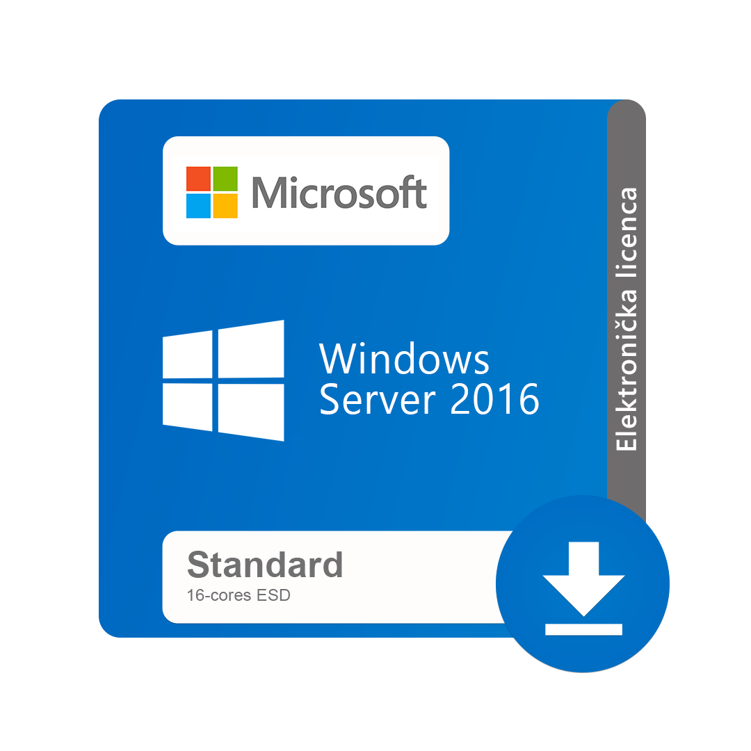 Windows Server 2016 Standard (16‐cores) ESD digital license