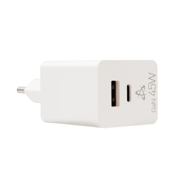 SBOX USB-A/USB-C brzi zidni punjač HC-45 2 utora - 45W GAN bijeli