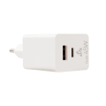 SBOX USB-A/USB-C brzi zidni punjač HC-45 2 utora - 45W GAN bijeli