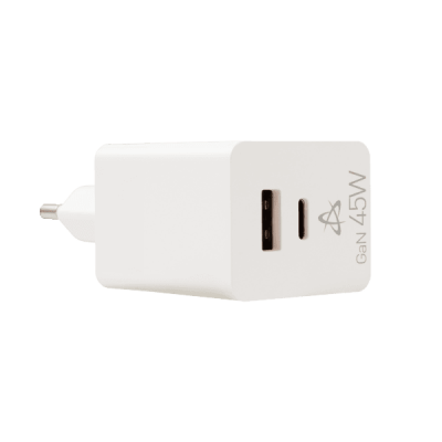 SBOX USB-A/USB-C brzi zidni punjač HC-45 2 utora - 45W GAN bijeli